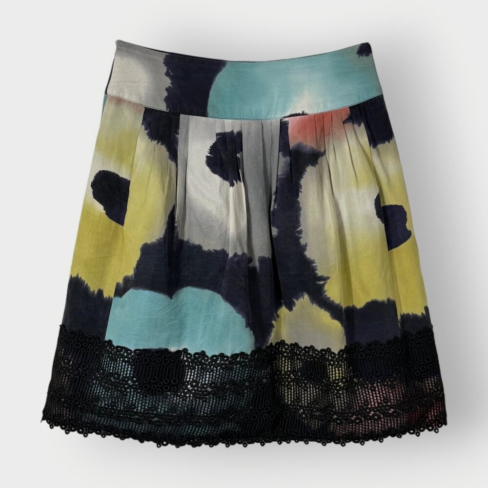 Leifsdottir Midi Silk Blend Skirt | Watercolor Floral | Hippie Boho Artsy